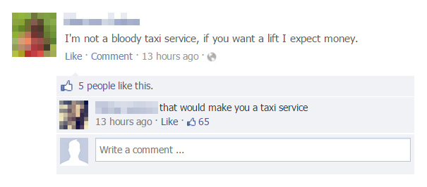 20 Funniest Burns That'll Turn Ice into Water Vapor 19 Taxi service