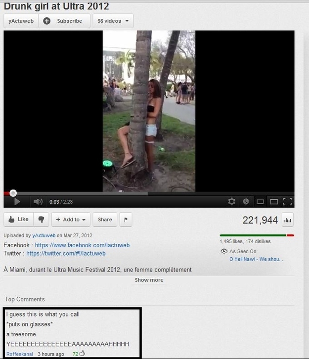23 Funny YouTube Comments That Made Us Spit Out Our Coffee 4 Drunk girl - Funny YouTube Comments