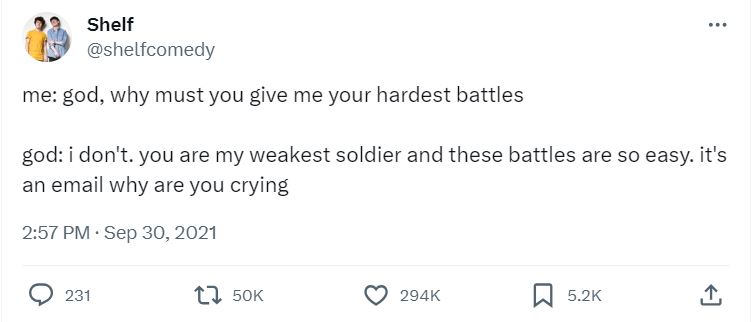 20 Funny Work Posts To Look at When You Should Be Working 8 God why must you give me hardest battle - Funny Work Posts