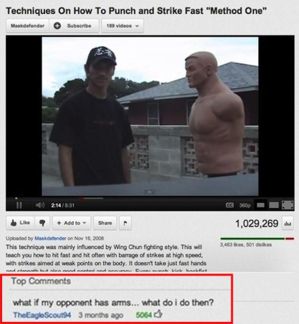 23 Funny YouTube Comments That Made Us Spit Out Our Coffee 8 How to punch - Funny YouTube Comments