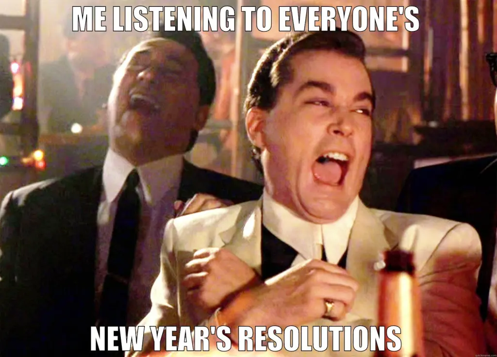 23 New Year Memes to Kick Off 2025 with Laughter 12 Me listening to everyones new year resolutions - New Year Memes