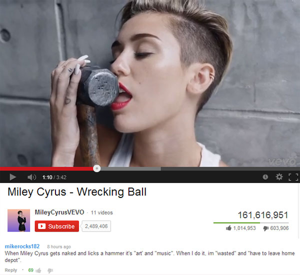 23 Funny YouTube Comments That Made Us Spit Out Our Coffee 20 Wrecking ball - Funny YouTube Comments