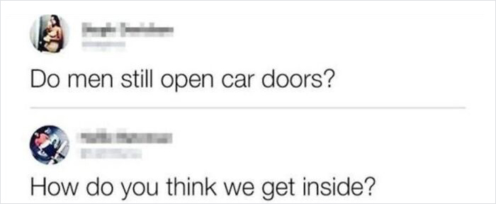 34 Epic Comebacks That Shut Down Haters with Class, As Shared On This X Page 4 Do men still open car doors - Epic Comebacks