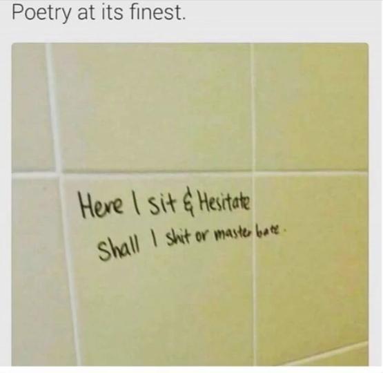 Here I sit and hesitate - Poetry Memes