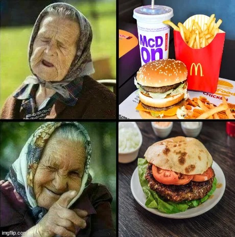 25 Grandma Cooking Memes That Show Grandmothers Are the Original Kitchen Queens 10 mcdonald vs hrandma burger - grandma cooking memes
