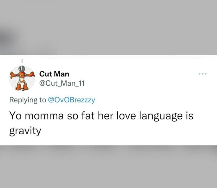 Her language is gravity - yo mama jokes