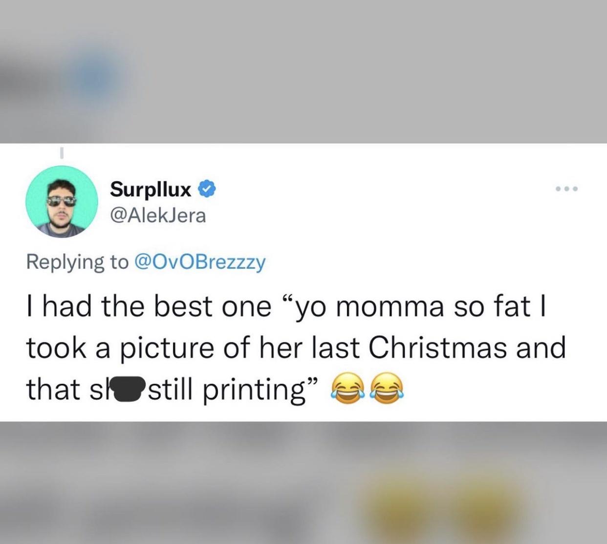 I took a picture ofher last christmas - yo mama jokes