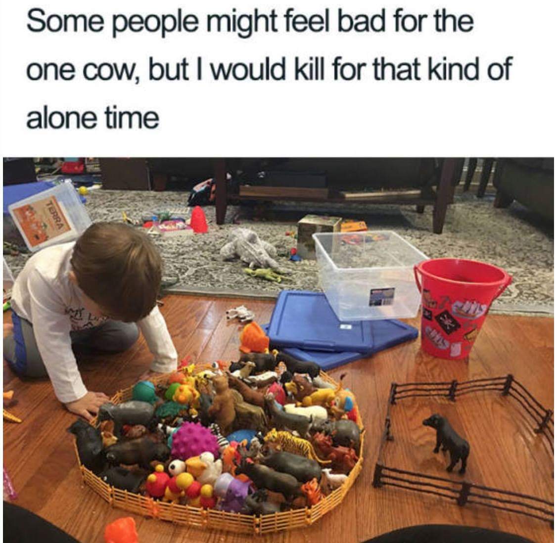 35 Funny Parenting Struggles That Are All Too True 31 feel bad for cow
