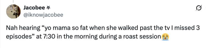 yo mama so fat when she walked past the tv 