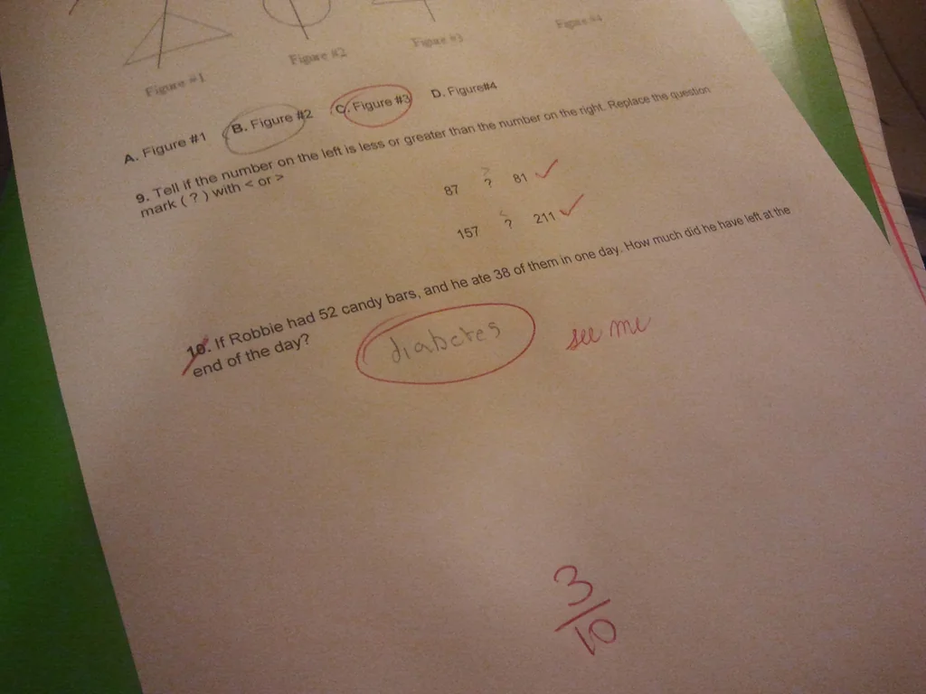 30 Hilarious Comments & Doodles Left By Teachers on Students' Tests 30 My brother's math test