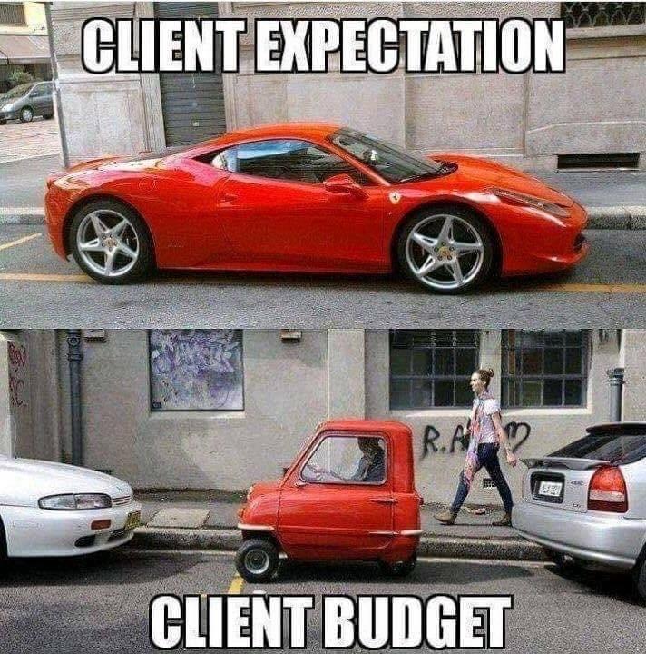 30 Client Expectation vs Client Budget Memes That Will Crack You Up 31 red car