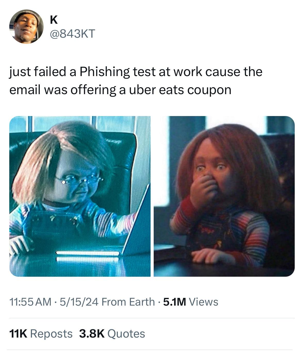 20 Fresh Tweets That Are Funnier Than a Cat in a Box 2 Failed a pishing test - Fresh Tweets