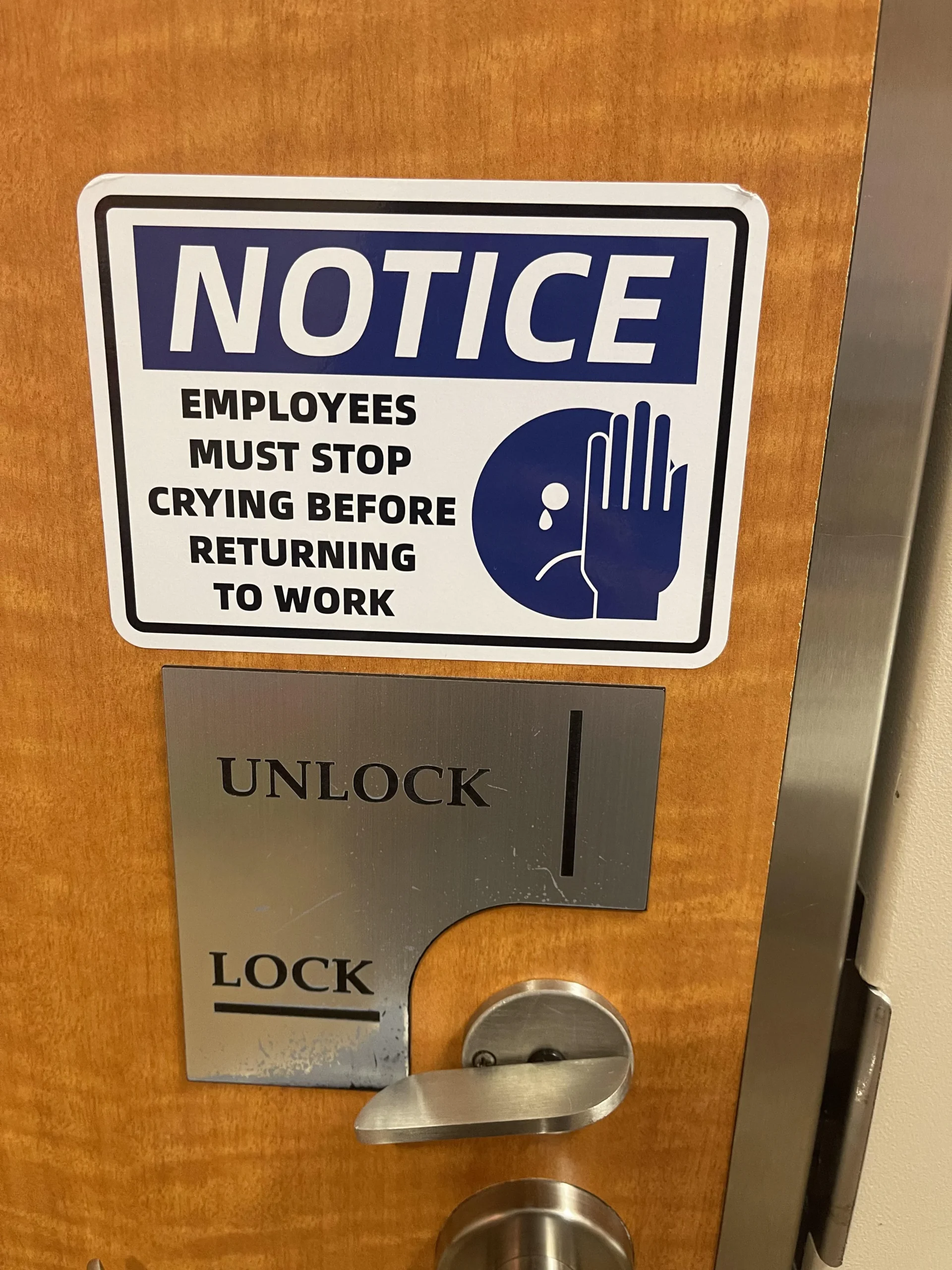 25 Times Bathroom Humor Turned Ordinary Bathrooms into Comedy Gold 24 Floated today… this is the sign inside their employee bathroom