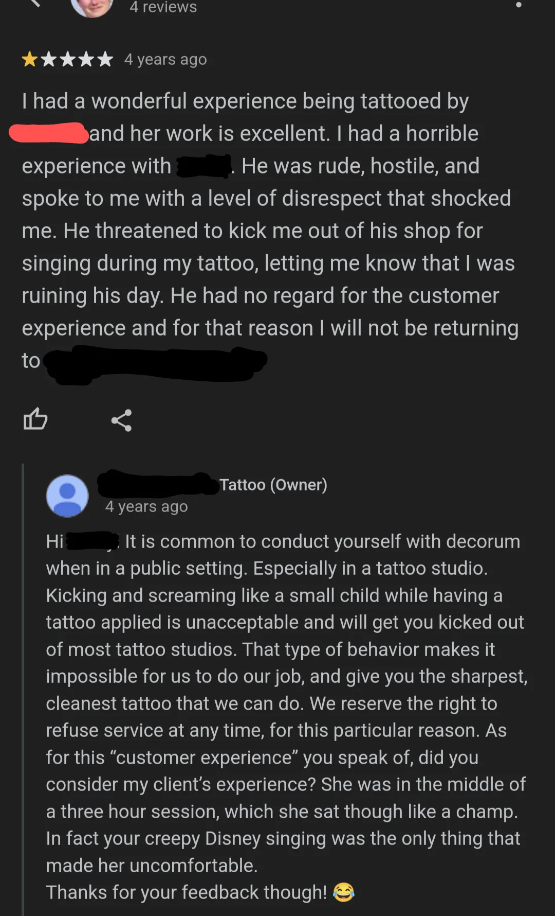 15 Funny Reviews That Prove Truth Is Stranger Than Fiction 15 Tattoo shop I used to like (not my review)- Funny Reviews