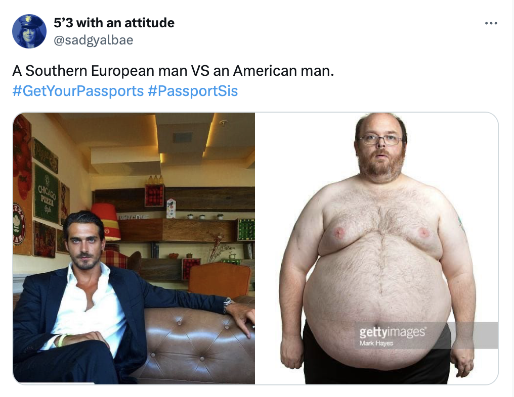 20 US vs Europe Tweets That Highlight the Funniest Differences 1 A Southern European man VS an American man. - US vs Europe Tweets
