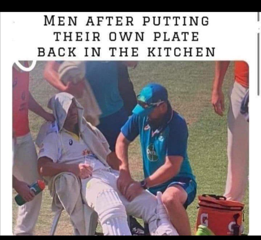 Men after putting their plate in kitchen - Relatable Memes