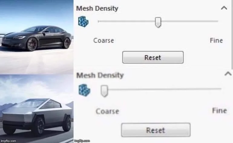 20 Cybertruck Memes That Prove Humor Can’t Be Bulletproof 8 Mesh Density - Cybertruck Memes
