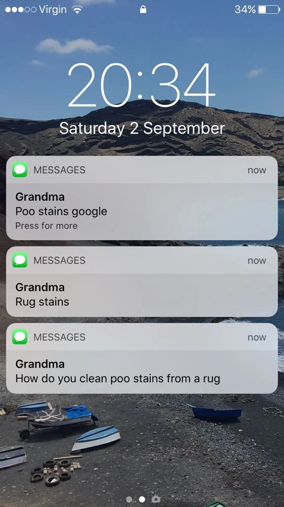 23 Funny Awkward Texts That Will Make You Cringe for Days 11 Poo stain on carpet - Funny Awkward