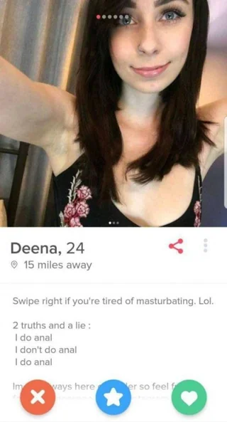 These Unusual Tinder Bios Will Make You Swipe Right Every Time 1 2 truths and lie - unusual tinder bios