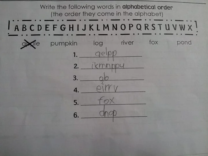 2nd Graders homework. My friend's (awesome) 6 yr old son is autistic and takes instructions literally.  - Kids’ Homework