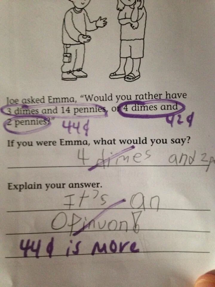 Friend's kid's homework. I think he gave a good answer. Pennies suck.  - Kids’ Homework