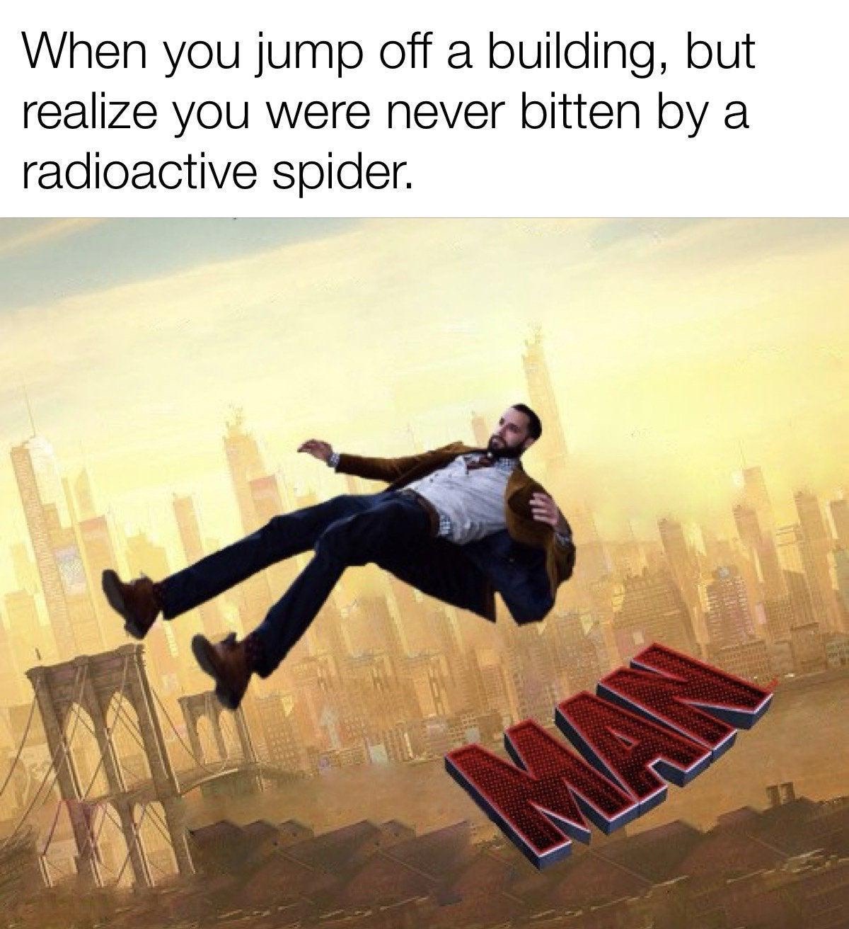 20 Memes That Are Like a Meme Salad—Totally Random and Deliciously Funny 13 Jump off a building