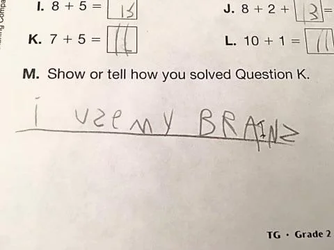 My nephew’s homework when he was 8.  - Kids’ Homework