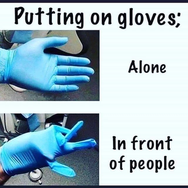 20 Geeky Science Memes to Power Up Your Laughter Neurons 13 Putting on gloves - Geeky Science Memes