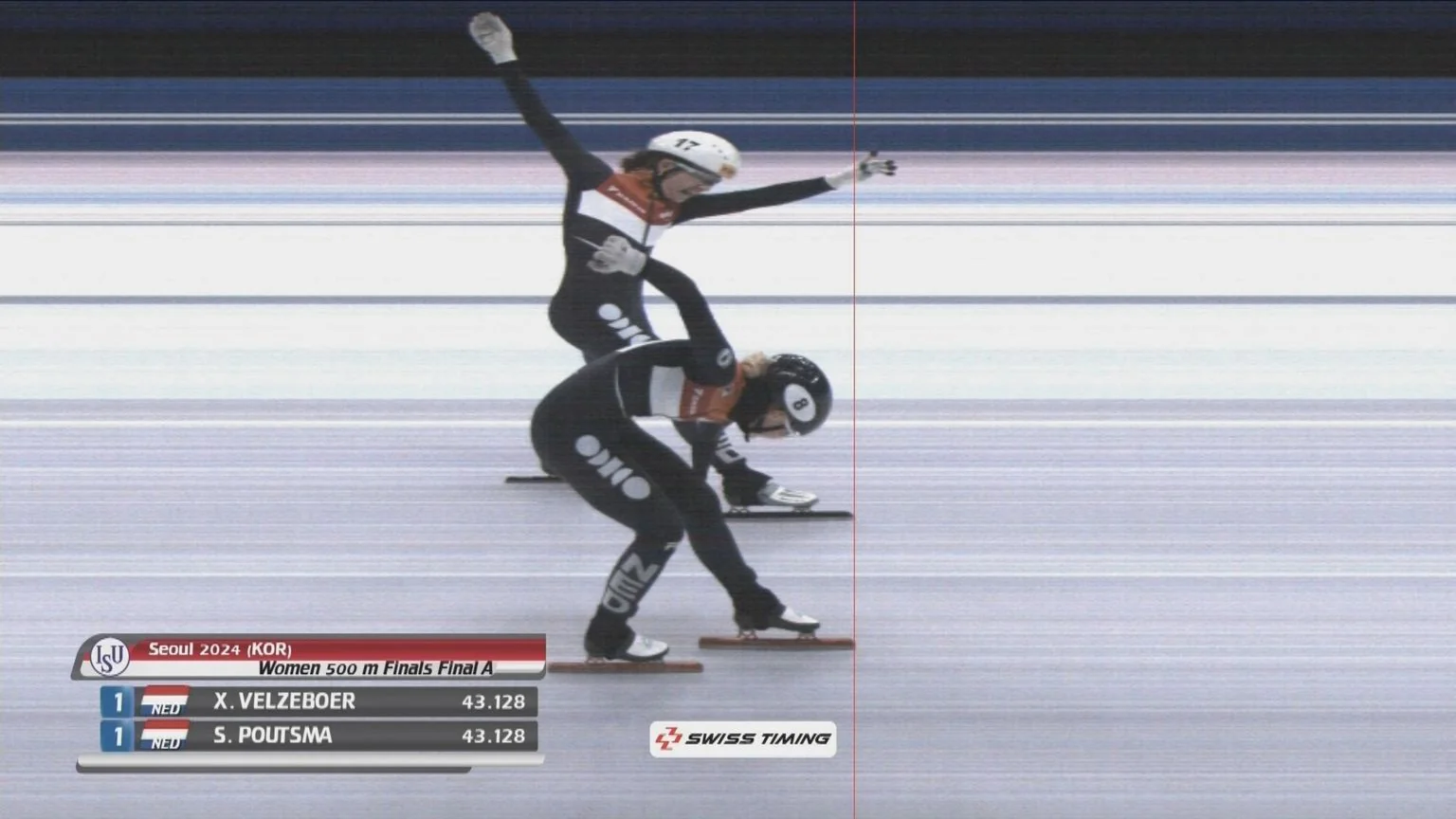 20 Extraordinary Coincidences You Have to See to Believe 12 Short track skaters finish so closely together that it's impossible to pick a winner. They end up sharing the gold. - Extraordinary Coincidences