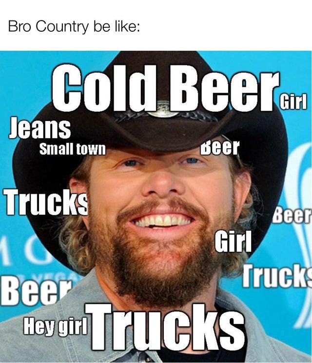 10 Country Music Memes to Make You Laugh This International Country Music Day 2 bro country be like