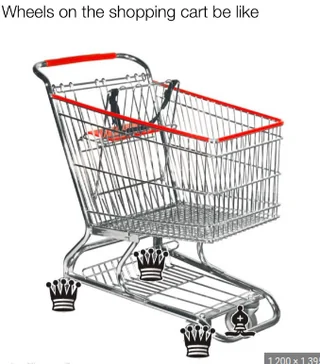 Wheels on shopping cart be like