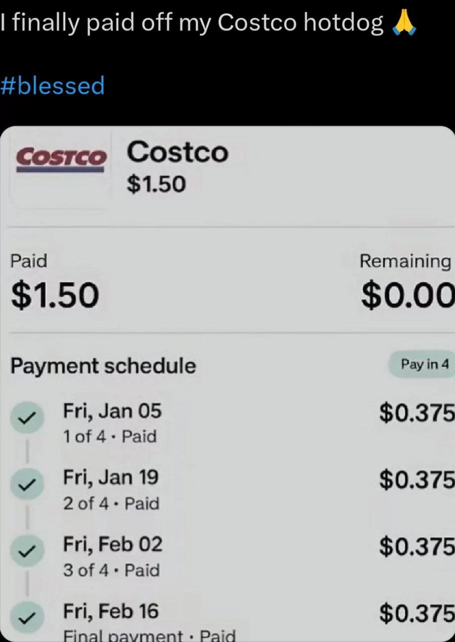 paid of costco hot dog