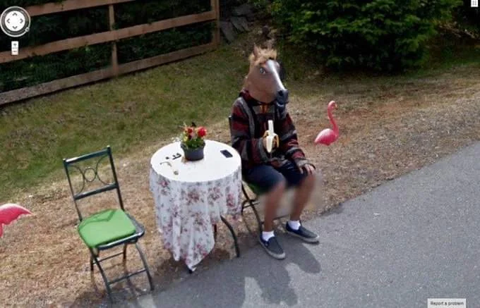 At least they had the decency to censor the legs - Google Street View Pics