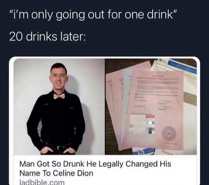 Going out for 1 drink