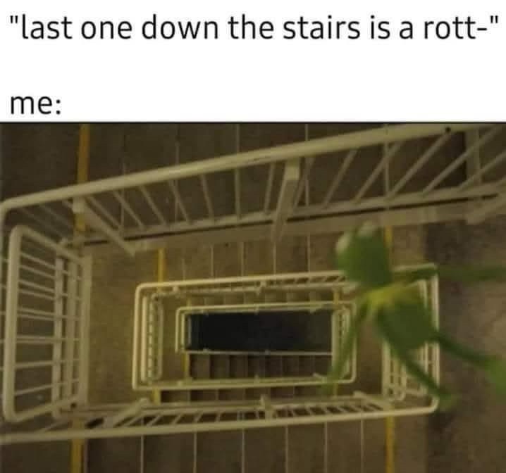 20 Memes That’ll Make Your Stomach Hurt (From Laughing, Not Tacos) 6 Last onw down the stairs