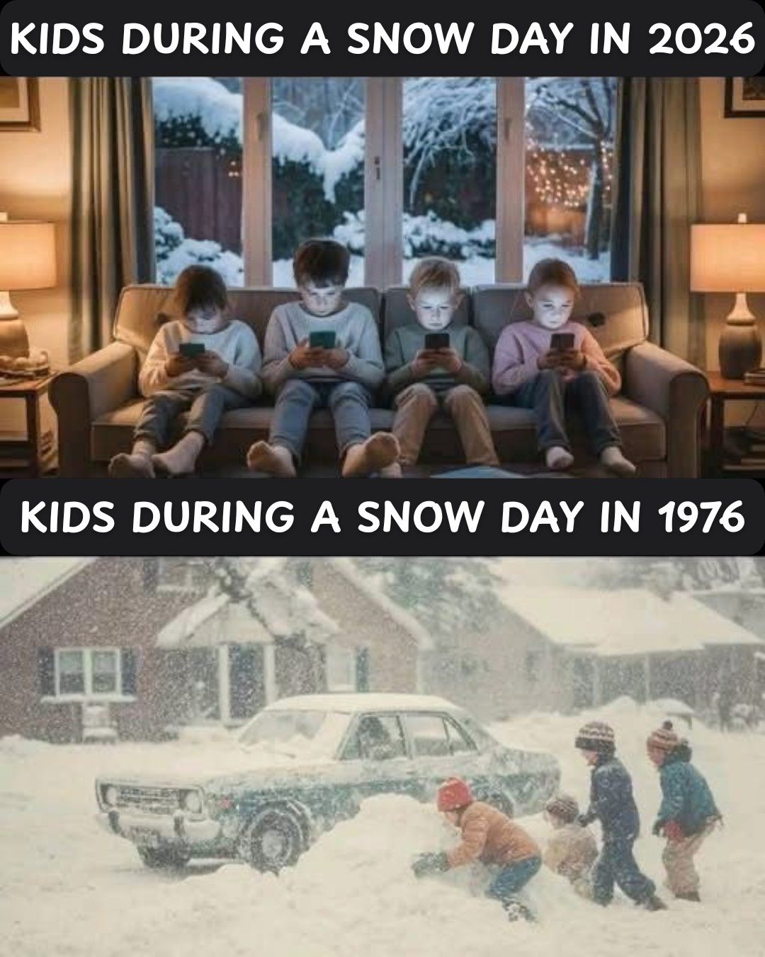 Kids durning a snowday