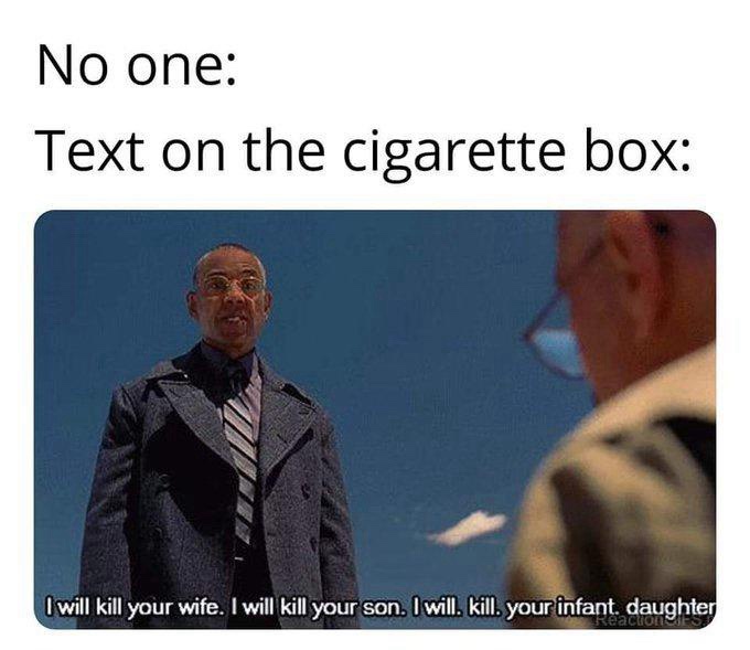 Text on cigarette box