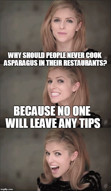 15 Asparagus Memes That’ll Make You Laugh for No Reason 9 No one will leave tips - Asparagus Memes