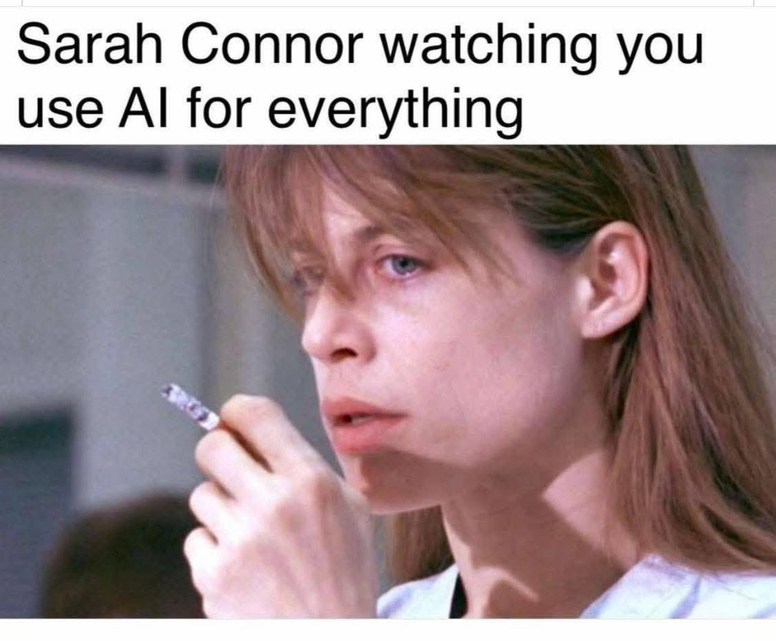 20 Random Memes That Make as Much Sense as Pineapple on Pizza 13 Srah conor watching you using AI