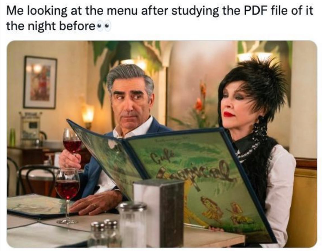 looking at the menu - Memes for Introverts