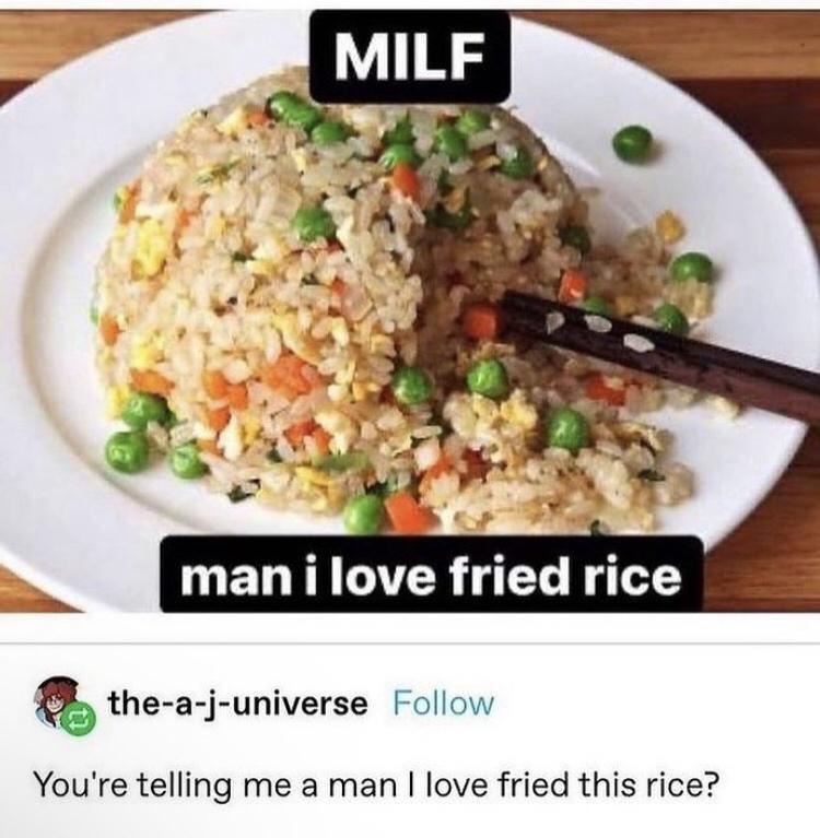 20 Memes That Seem Harmless Until Your Brain Hits a Wall 14 man I love fried rice