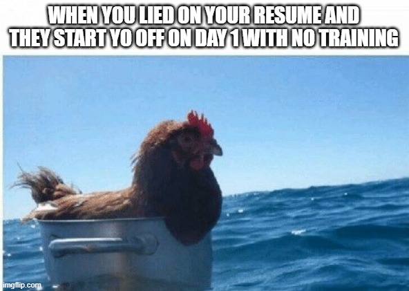 35 "When You Lie On Your Resume But Still Get The Job" Memes 34 Chicken in pot