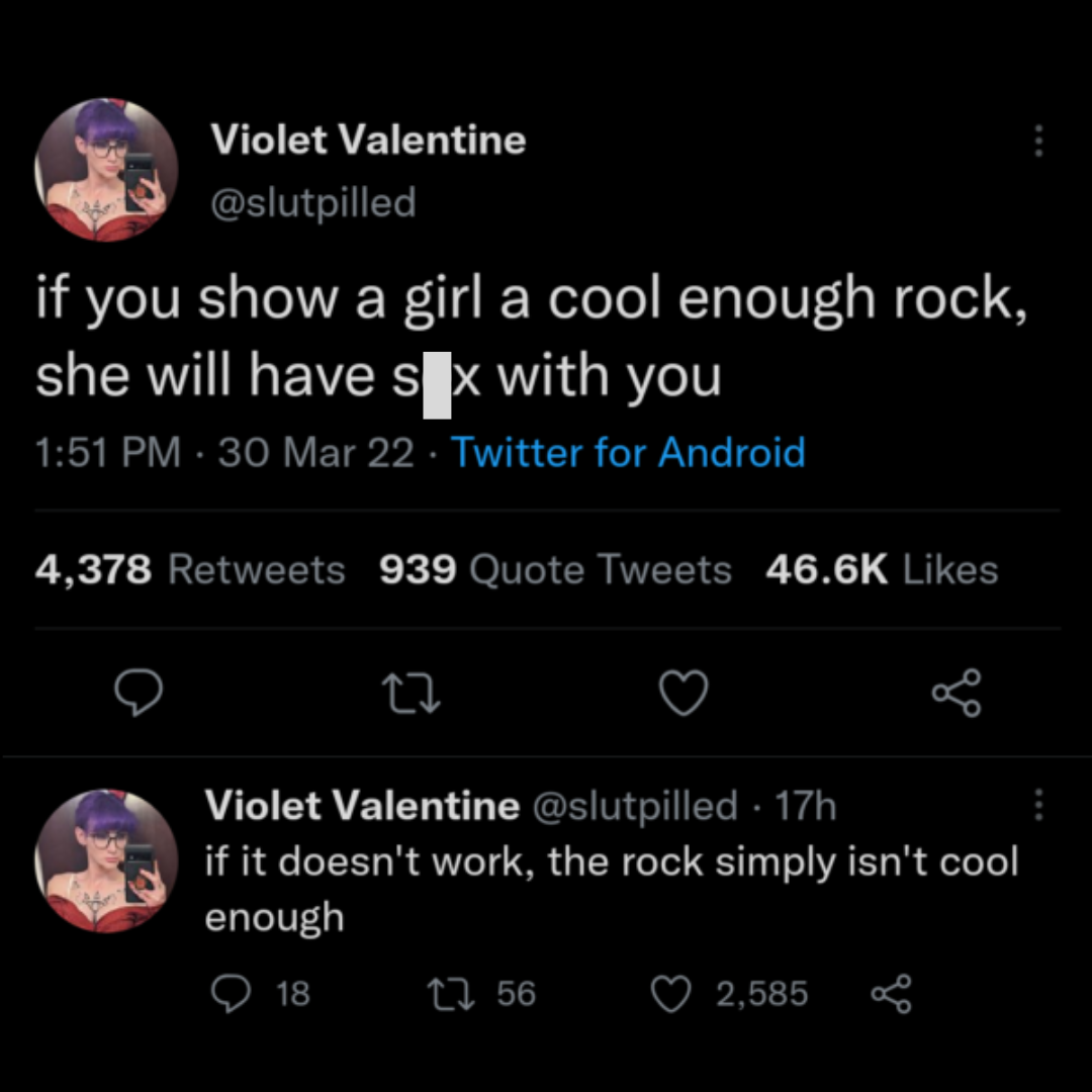 If you show a girl cool rock - Naughty Memes