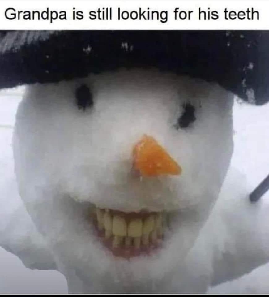 Grandpa is looking for his teeth
