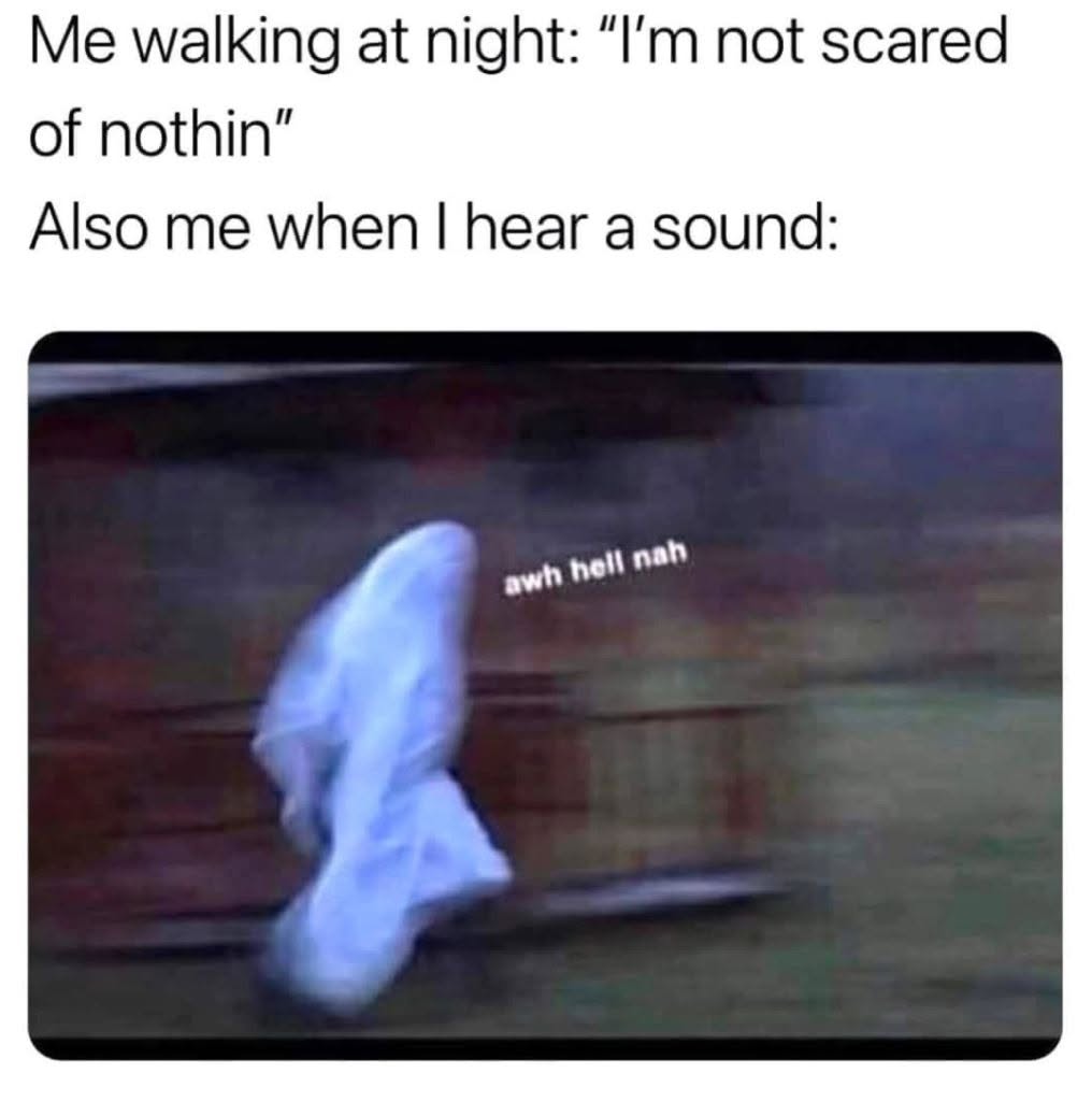 25 Mildly Dark Memes That Are Funny… and a Little Concerning 23 Me walking at night