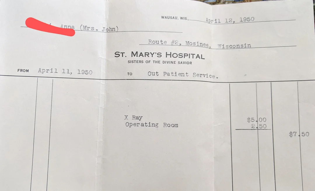 20 Images from the 1950s That Will Make You Miss a Time You Never Lived In 17 My Great Grandma's medical bill from 1950