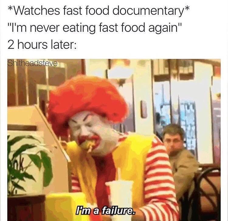 Watches fast food doculmetary
