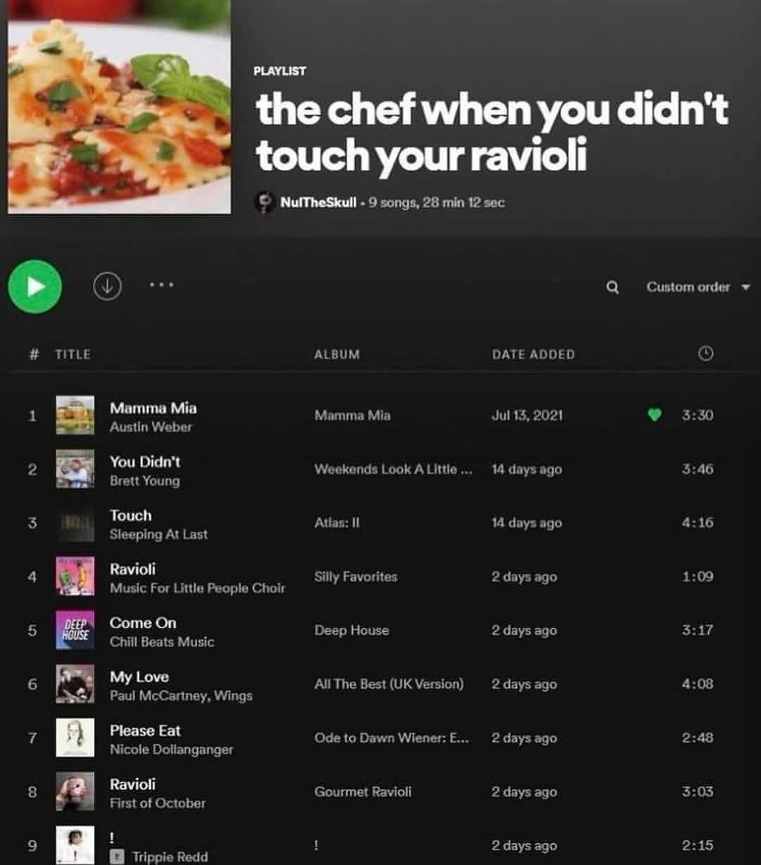 When you didnt eat your raioli