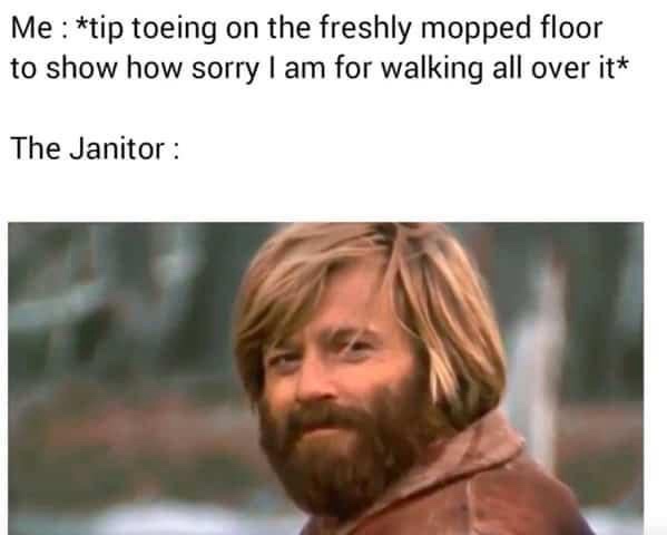 freshly mopped floor