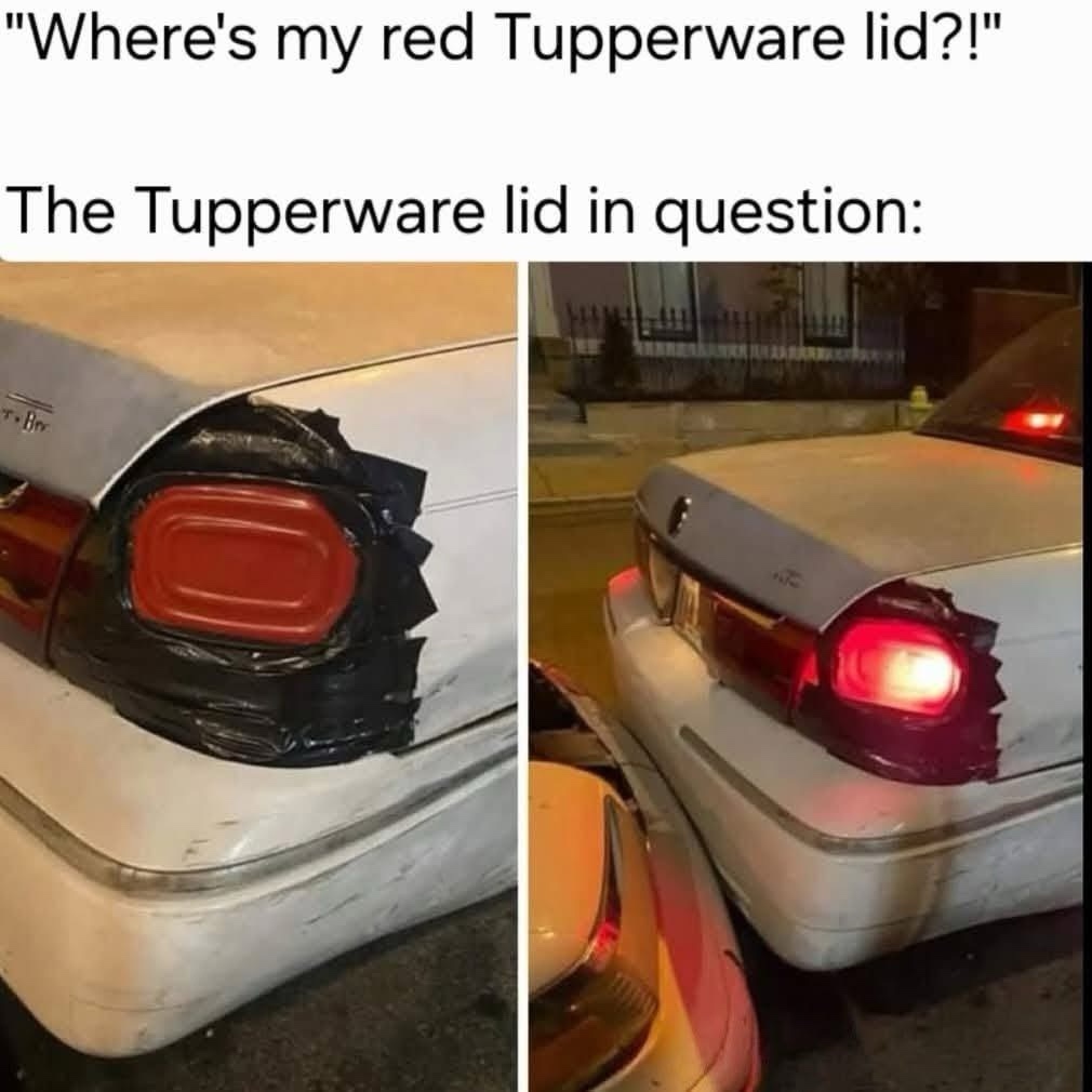 Red tupperware lid